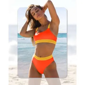ZINPRETTY Women High Waisted Color Block Bikini Sets