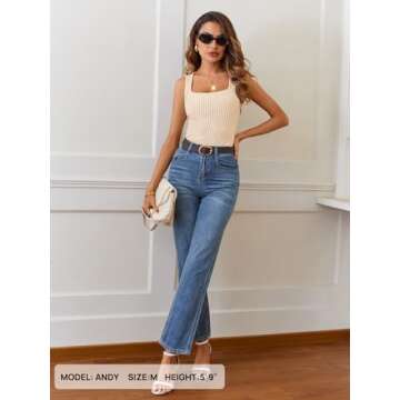 MEROKEETY Women's 2025 Ribbed Tank Tops Knit Square Neck Sleeveless Shirts Summer Casual Basic Tanks Beige S