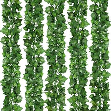 SO CAL PRO Fake Ivy Leaves Artificial Ivy Greenery Vines for Room Decor Leaves Room Decor Fake Leaves Ivy Eucalyptus Garland Faux Vines Wedding Decor (6 Strands of Ivy)