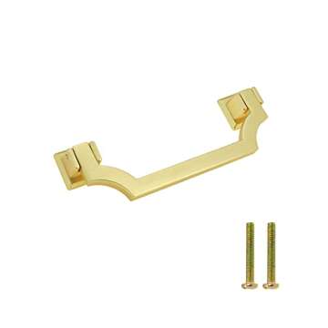 Geesatis Hole Distance 3.8 inch / 96 mm Gold Cabinet Drawer Pull Handles Modern Decoration Furniture Handles, with Mounting Screws, 2 Pcs