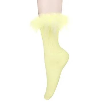 Suluia Funny Ruffle Anklet Socks with Feather Trim for Women