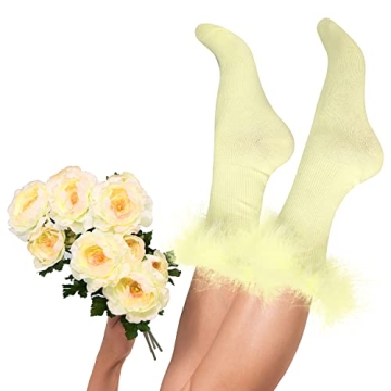 Suluia Funny Ruffle Anklet Socks with Feather Trim for Women