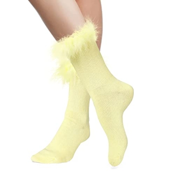 Suluia Funny Ruffle Anklet Socks with Feather Trim for Women