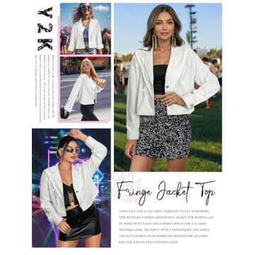 Nlife Women's Rhinestone Fringe Corduroy Jacket