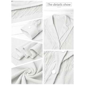 Nlife Women's Rhinestone Fringe Corduroy Jacket