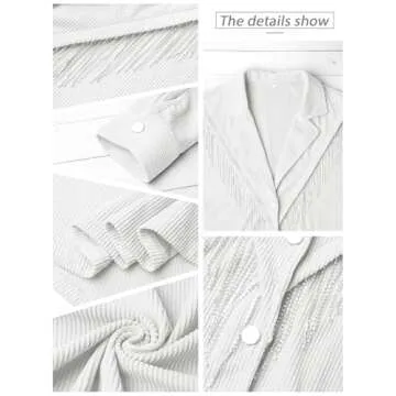 Nlife Women's Rhinestone Fringe Corduroy Jacket