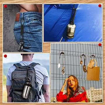 Ferraycle 5 Pieces Paracord Keychain Braided Paracord Lanyard Clips for Camping Hiking Clip Water Bottle Keys Backpack Tools (Black)