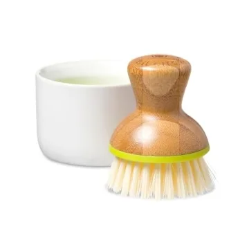 Eco-Friendly Bamboo Dish Brush & Ceramic Soap Dispenser - Natural Kitchen Cleaning Set