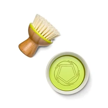Sustainable Bamboo Dish Brush & Ceramic Soap Dispenser Set