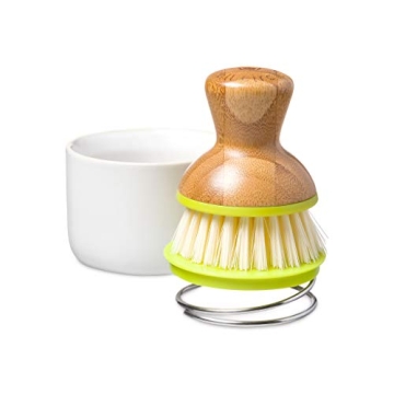 Sustainable Bamboo Dish Brush & Ceramic Soap Dispenser Set