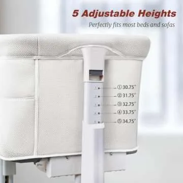 VaVaSoo Rocking Bassinet for Baby Automatic Bedside Bassinet Electric Baby Cradle 5 Heights Adjustable Bedside Sleeper for Babies Infant Smart Auto Rocking Crib 3 in 1 Baby Bassinet on Wheels, White