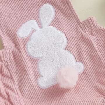 YINGISFITM My First Easter Baby Girl Outfit Newborn Fly Sleeve Bunny Onesie Baby Bubble Romper Infant Cute Easter Clothes (Bunny- Pink, 6-12 Months)