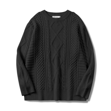 ANRABESS Oversized Crewneck Cable Knit Sweater - Cozy Casual Wear for Women