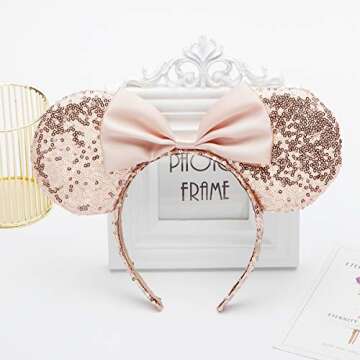 Sequin Mouse Ears headband,2pcs Sequin Headband Glitter Hairband for Baby Shower Headwear Halloween Theme Party Decorations