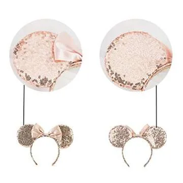 Sequin Mouse Ears headband,2pcs Sequin Headband Glitter Hairband for Baby Shower Headwear Halloween Theme Party Decorations