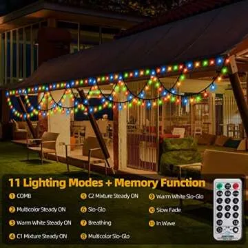 MZD8391 40FT 380 LED Christmas Lights Outdoor Indoor, Waterproof Christmas Icicle Lights, END to END Connect, Christmas String Lights for Christmas Decorations (Warm White & Multicolor)