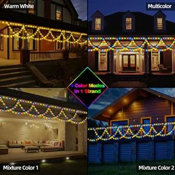 MZD8391 40FT 380 LED Christmas Lights Outdoor Indoor, Waterproof Christmas Icicle Lights, END to END Connect, Christmas String Lights for Christmas Decorations (Warm White & Multicolor)