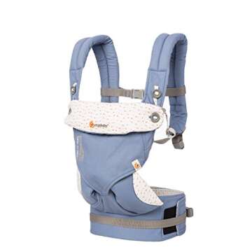 Ergobaby 360 All-Position Baby Carrier with Lumbar Support (12-45 Pounds), Sofie La Girafe - Blue, Premium Cotton