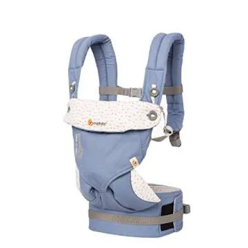 Ergobaby 360 All-Position Baby Carrier with Lumbar Support (12-45 Pounds), Sofie La Girafe - Blue, Premium Cotton