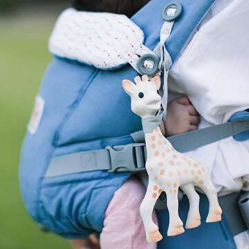 Ergobaby 360 All-Position Baby Carrier with Lumbar Support (12-45 Pounds), Sofie La Girafe - Blue, Premium Cotton