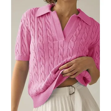 Stylish Imily Bela Women's Cable Short Sleeve Sweater