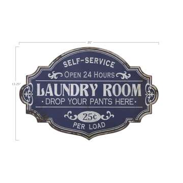 Creative Co-Op Vintage Metal Laundry Room Wall Sign with Distressed Finish
