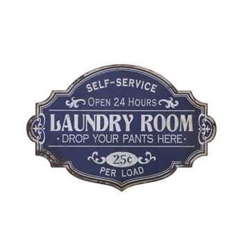 Creative Co-Op Vintage Metal Laundry Room Wall Sign with Distressed Finish