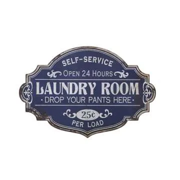 Creative Co-Op Vintage Metal Laundry Room Wall Sign with Distressed Finish
