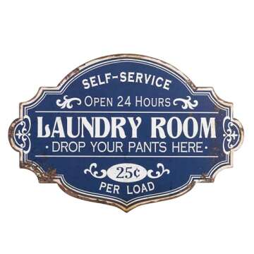 Creative Co-Op Vintage Metal Laundry Room Wall Sign with Distressed Finish