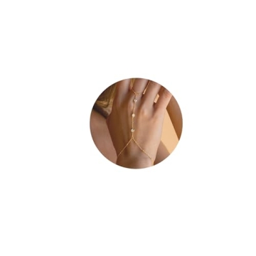 Poxtex Gold Beaded Bracelets for Women Waterproof, 14K Real Gold CZ Diamond Bezel Hand Chain Bracele...