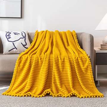 DISSA Fleece Blanket Twin Size – 60x80, Yellow - Soft, Plush, Fluffy, Fuzzy, Warm, Cozy – Perfec...