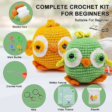 Faircosy Crochet Kit Animal for Beginners: 2pcs Crochet Animal Kits for Adults Kids - Starter Kit wi...