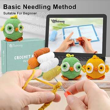 Faircosy Crochet Kit Animal for Beginners: 2pcs Crochet Animal Kits for Adults Kids - Starter Kit with Step-by-Step Video and Instructions - Learn to Crocheting Kit Amigurumi - Chick (40%+ Yarn Extra)
