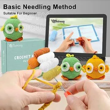 Faircosy Crochet Kit Animal for Beginners: 2pcs Crochet Animal Kits for Adults Kids - Starter Kit with Step-by-Step Video and Instructions - Learn to Crocheting Kit Amigurumi - Chick (40%+ Yarn Extra)