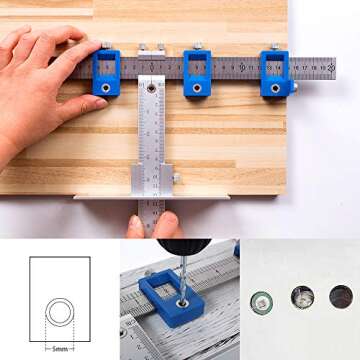 Cabinet Hardware Jig Punch Locator Drill Guide Sleeve Drill Template Guide for Door Drawer Handle Knobs Pull Installation Aluminum Alloy - Inch and Metric