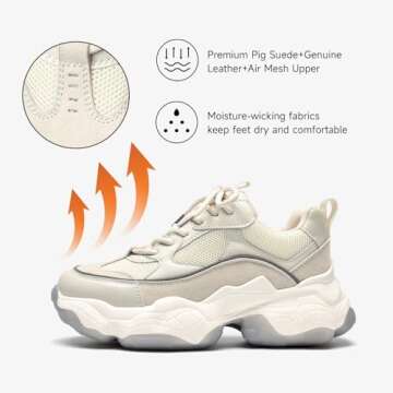 BEAU TODAY Chunky Sneakers - Women's Fashionable Comfort Shoes