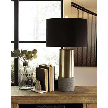 Signature Design by Ashley - Jacek Table Lamps - Set of 2 - Contemporary - Gray/Brass Finish