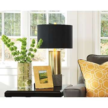 Signature Design by Ashley - Jacek Table Lamps - Set of 2 - Contemporary - Gray/Brass Finish