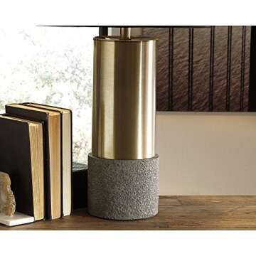 Signature Design by Ashley - Jacek Table Lamps - Set of 2 - Contemporary - Gray/Brass Finish