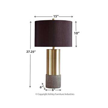 Signature Design by Ashley - Jacek Table Lamps - Set of 2 - Contemporary - Gray/Brass Finish