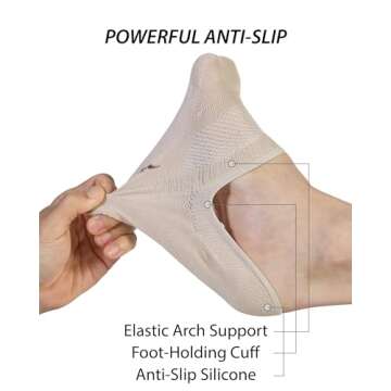 Pro Mountain Seamless No Show Socks Women Size S Beige 6 Pack Liner Thin Cotton Footies Casual Sneakers Non Slip Loafer Flats US Shoe 6-8