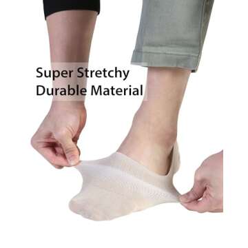 Pro Mountain Seamless No Show Socks Women Size S Beige 6 Pack Liner Thin Cotton Footies Casual Sneakers Non Slip Loafer Flats US Shoe 6-8