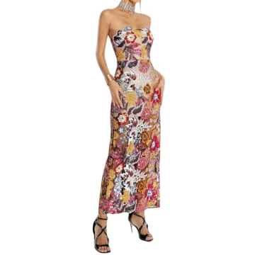 BELLA BARNETT Floral Sequin Dress for Women Fairy Tea Party Maxi Dress