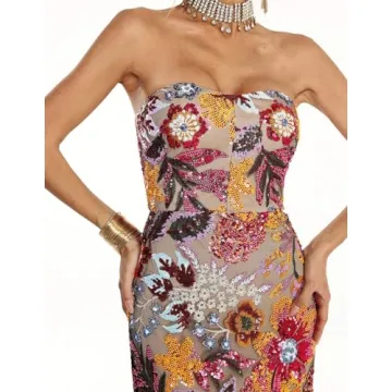 Gorgeous Floral Sequin Dress for Summer Parties