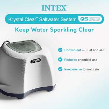 Intex QS500 Krystal Clear Saltwater Chlorine System for Above Ground Pools – Easy Maintenance Up t...