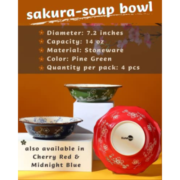 KUNABOO Artisanal Ceramic Soup Bowl Set of 4 - Gift Ready