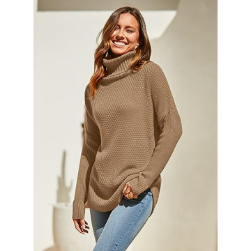 DOROSE Women's Cozy Oversized Pullover Sweater Khaki