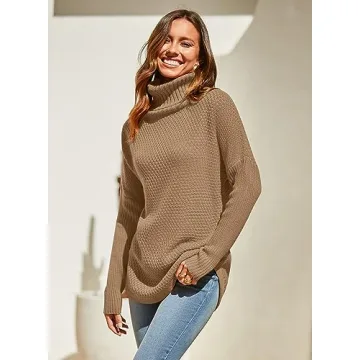 DOROSE Women's Cozy Oversized Pullover Sweater Khaki