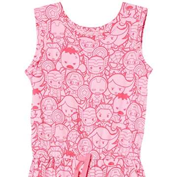 Amazon Essentials Disney | Marvel | Star Wars | Frozen | Princess Girls' Knit Sleeveless Rompers, Pack of 2, Festive Marvel - Kids, X-Large