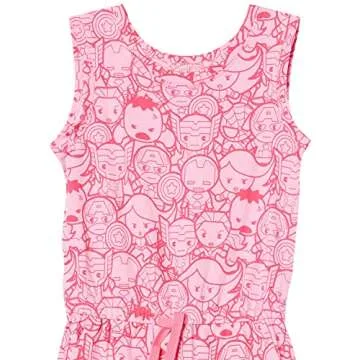 Amazon Essentials Disney | Marvel | Star Wars | Frozen | Princess Girls' Knit Sleeveless Rompers, Pack of 2, Festive Marvel - Kids, X-Large